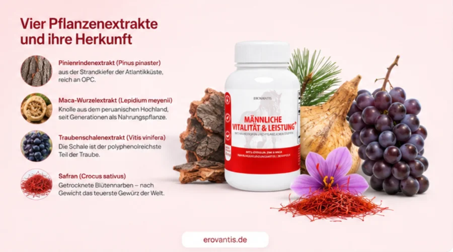 {{OFFER_NAME}} — Pinienrinde, Maca, Traubenschale und Safran als Pflanzenextrakte